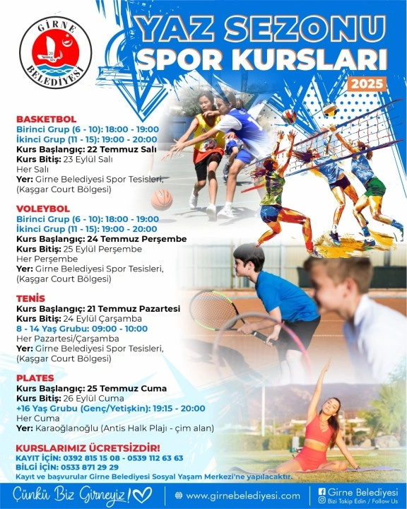 Girne Belediyesi’nden ücretsiz yaz spor kursları&#8230;