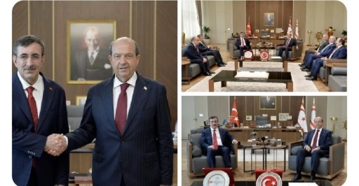 Cumhurbaşkanı Ersin Tatar, Türkiye Cumhuriyeti Cumhurbaşkanı Yardımcısı Cevdet Yılmaz’ı kabul etti