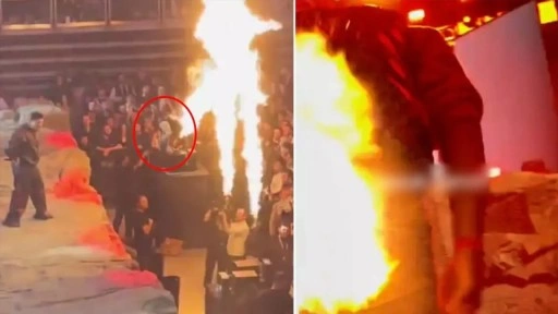 Lvbel C5 konserinde talihsiz kaza! Pantolonu bir anda alev aldı